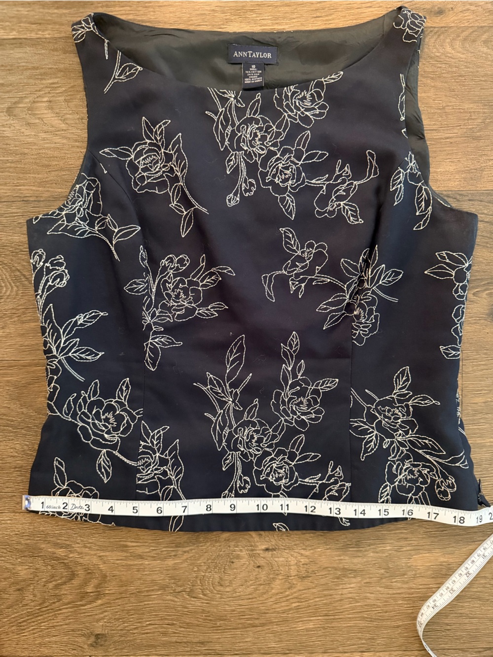 Ann Taylor Navy & White Floral Peplum Top & Pencil Skirt Matching Set - Size 10 - Picture 9 of 10